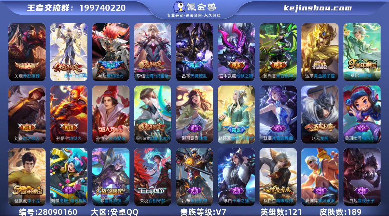 V7 1典藏 10传说 189皮肤 121...