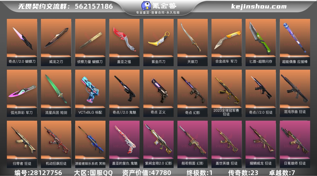 实名:可修改 皮肤资产价值:47780 终...