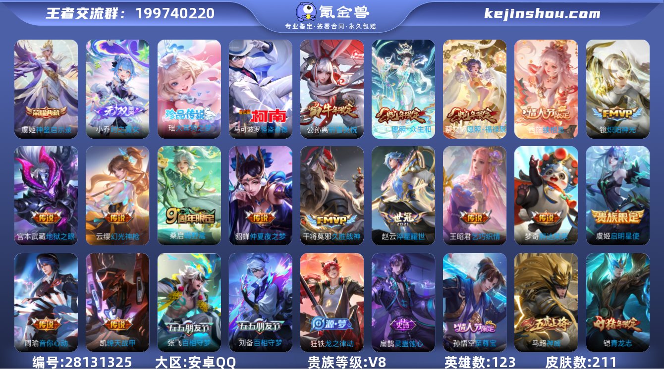 ✨质量妹妹号 211皮肤1典藏1无双2珍品...