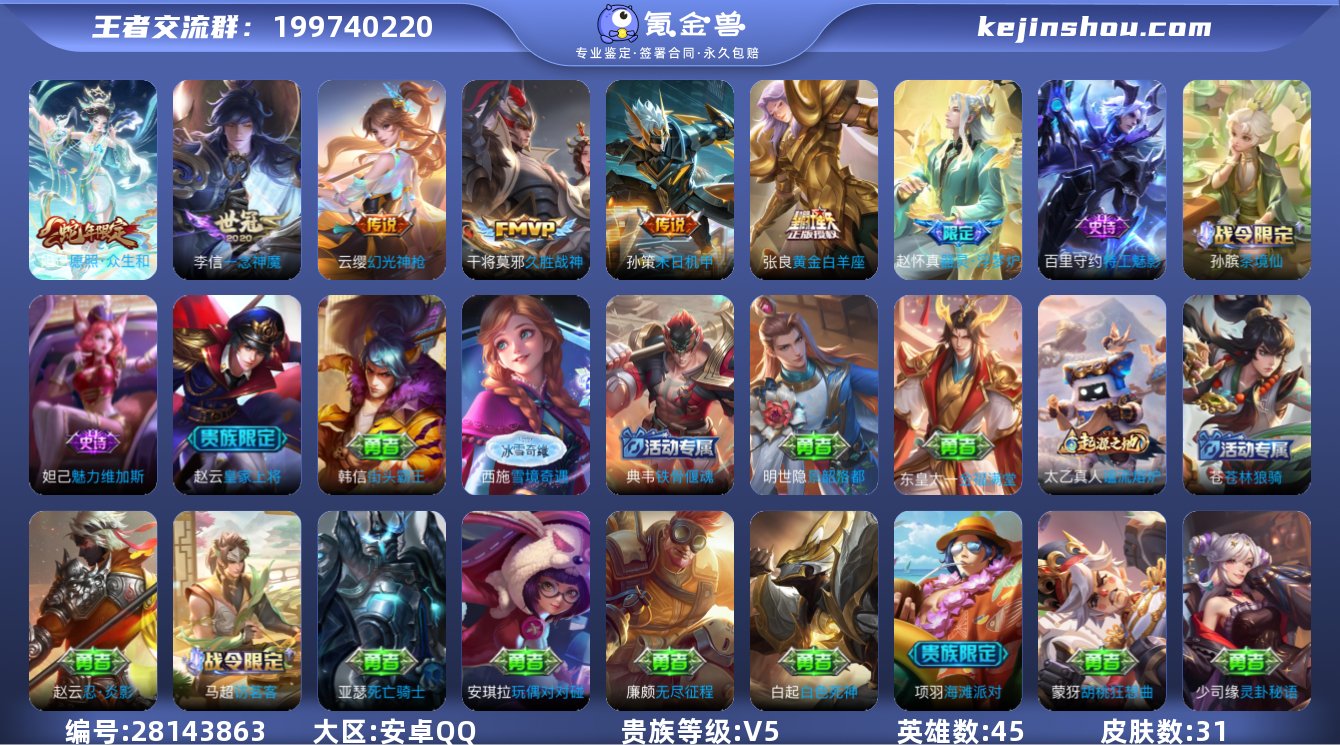 【特价出售】安卓q-贵族5级-31皮肤 6...