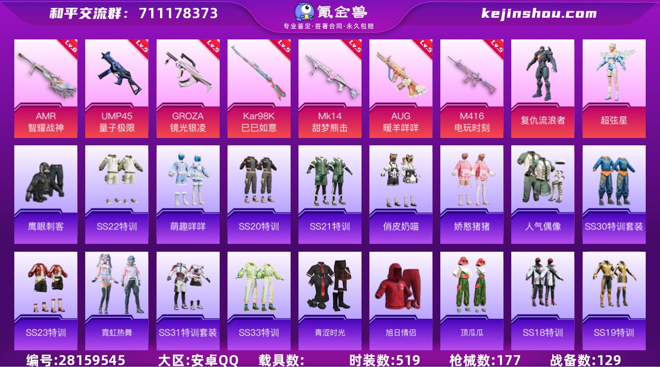 7升级枪 2粉装 6副套 1飞行器 177...
