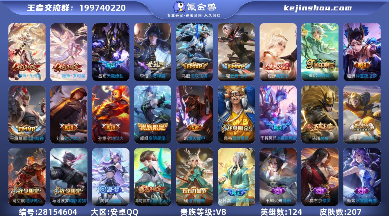 V8 2无双 14传说 1星元 207皮肤...