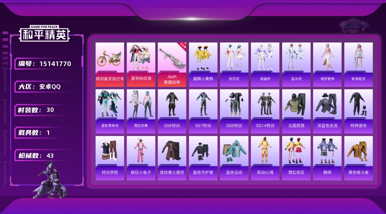 和平精英账号安卓QQ[15141770]【店主推荐捡漏号！可直接换绑】 安卓 手Q-1粉装-1特效枪-1载具-1粉色飞行器-1.2w热力值-1王牌印记-30套装-43枪皮【热门品类】：套装-潮萌小黄鸭【粉色套装】：粉装-