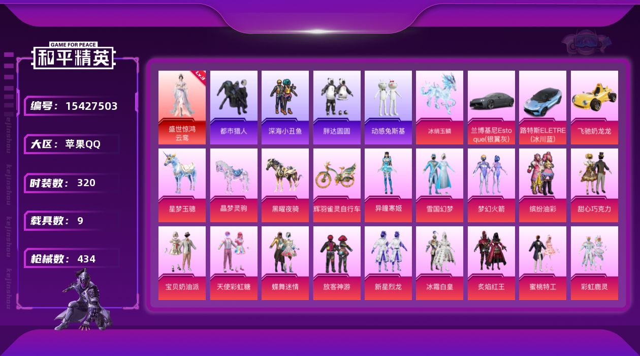 和平精英账号苹果QQ[15427503]可二次【店主推荐捡漏号！可直接换绑】/素材身法号/无敌战神框1/绝世印记1/地铁满天赋 苹果 手Q-无敌战神框-1神装-57粉装-29特效枪-9载具-18粉色飞行器-174549热