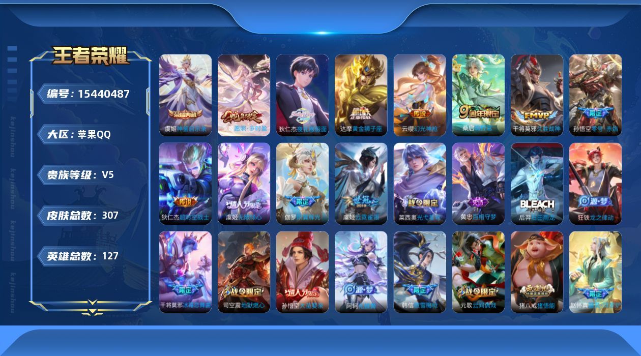 WZQM433296王者荣耀账号详情图14