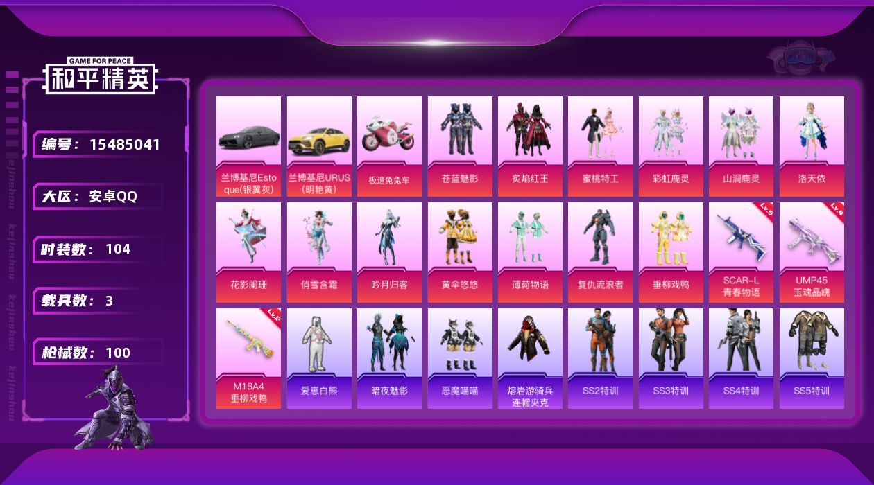 和平精英账号安卓QQ可立即换绑无需挂单养号   安卓 手Q-13粉装-3特效枪-3载具-2粉色飞行器-39803热力值-