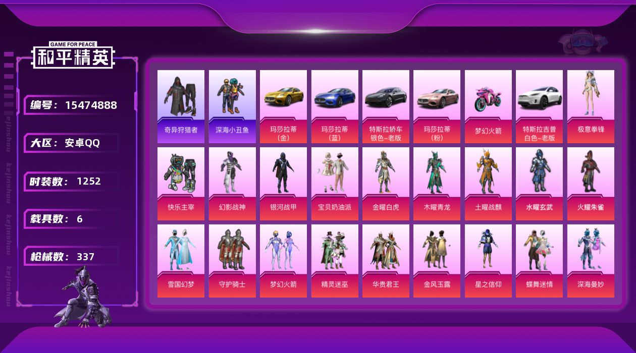 和平精英账号安卓QQ27粉装 9特效枪 6载具 25印记 可二次 可修改实名 
【热门装扮】樱桃泡泡,奇异狩猎者,极意拳