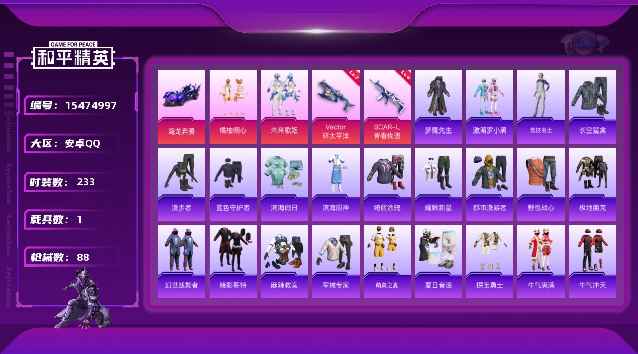 和平精英账号安卓QQ2粉装 2特效枪 1.0载具 5印记 可二次 
【热门装扮】梦魇先生,激萌罗小黑,橘柚倾心,未来歌姬