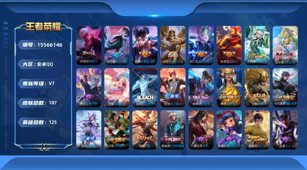 WZQM445293王者荣耀账号详情图17