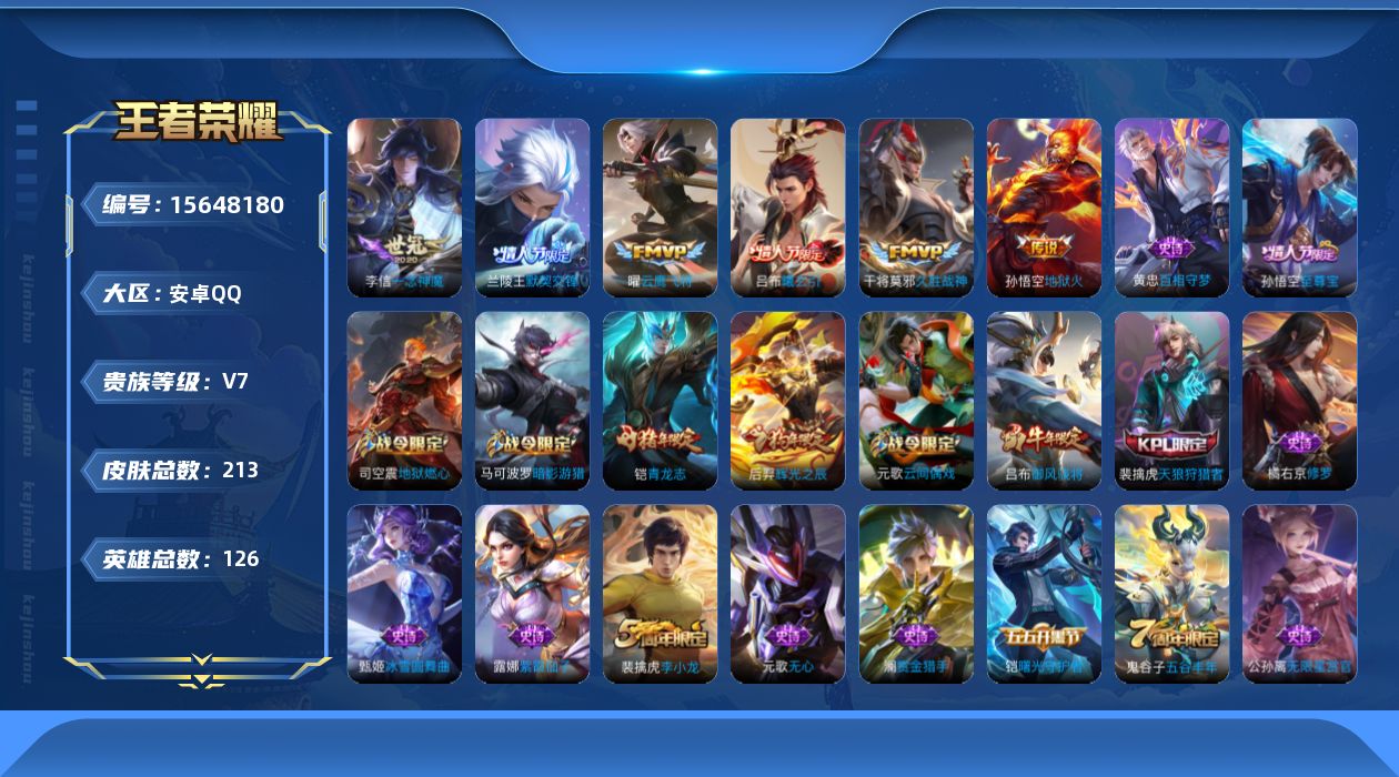 WZQM453961王者荣耀账号详情图14