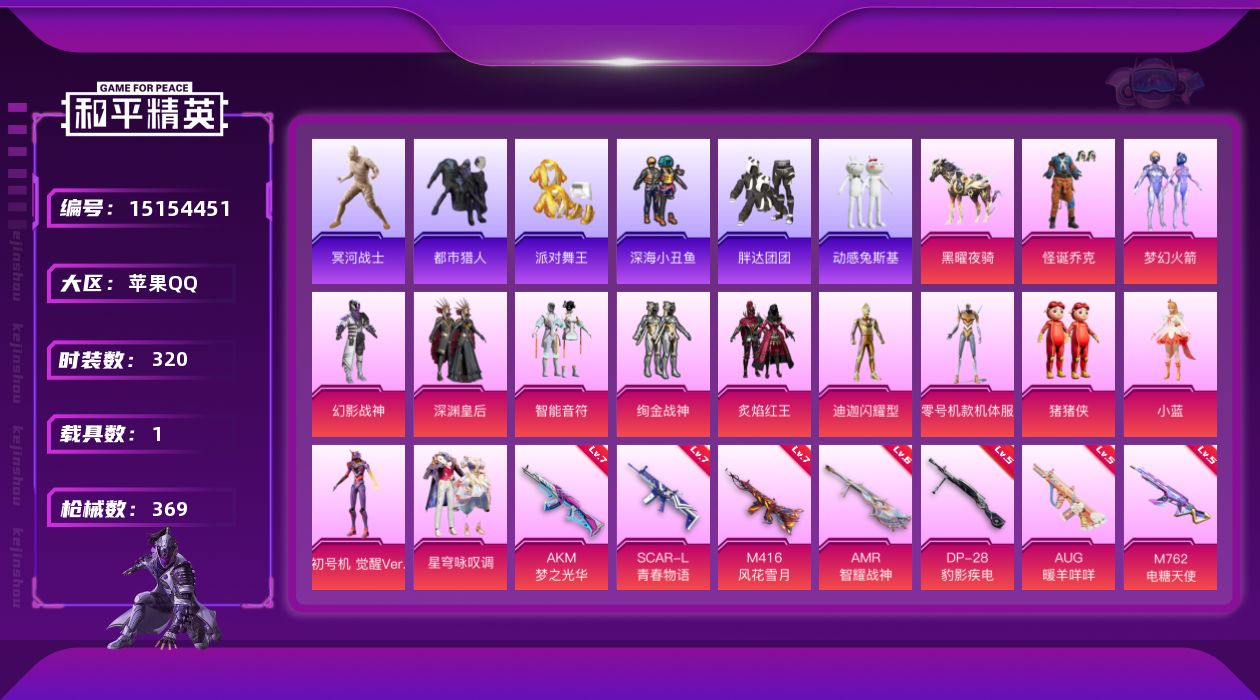 和平精英账号苹果QQ[15154451]【店主推荐捡漏号！可直接换绑】/素材身法号/无敌战神框/绝世印记5/老木乃伊 苹果 手Q-无敌战神框-13粉装-8特效枪-1载具-2粉色飞行器-11.9w热力值-24王牌印记-32