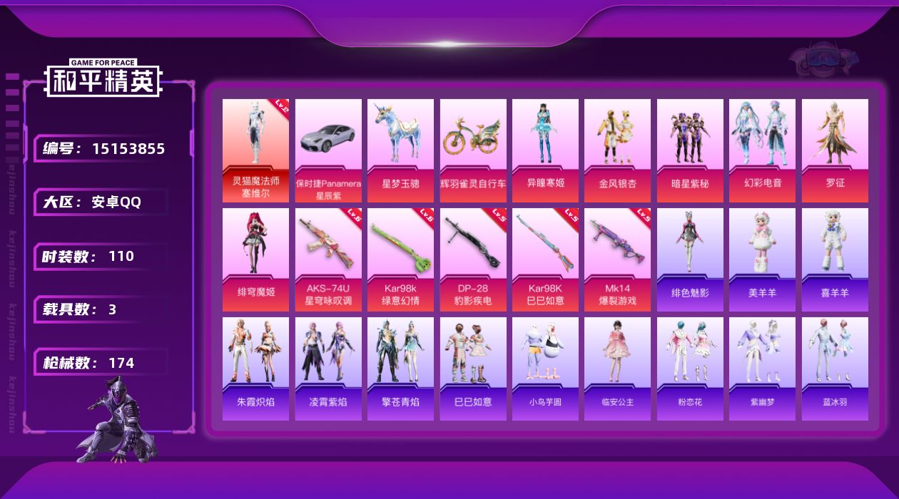 和平精英账号安卓QQ[15153855]可二次【店主推荐捡漏号！可直接换绑】/素材身法号/地铁满天赋 安卓 手Q-1神装-6粉装-5特效枪-3载具-4粉色飞行器-5.8w热力值-6王牌印记-110套装-174枪皮【红色神