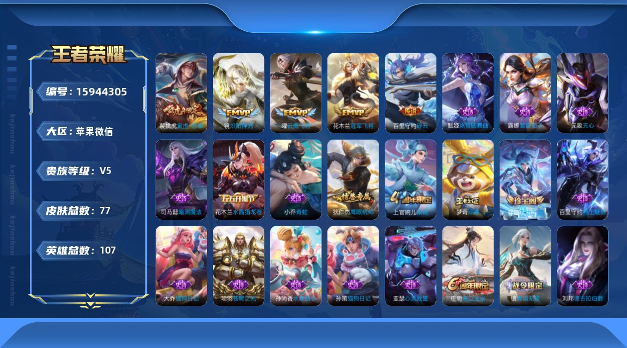 WZQM479593王者荣耀账号详情图13