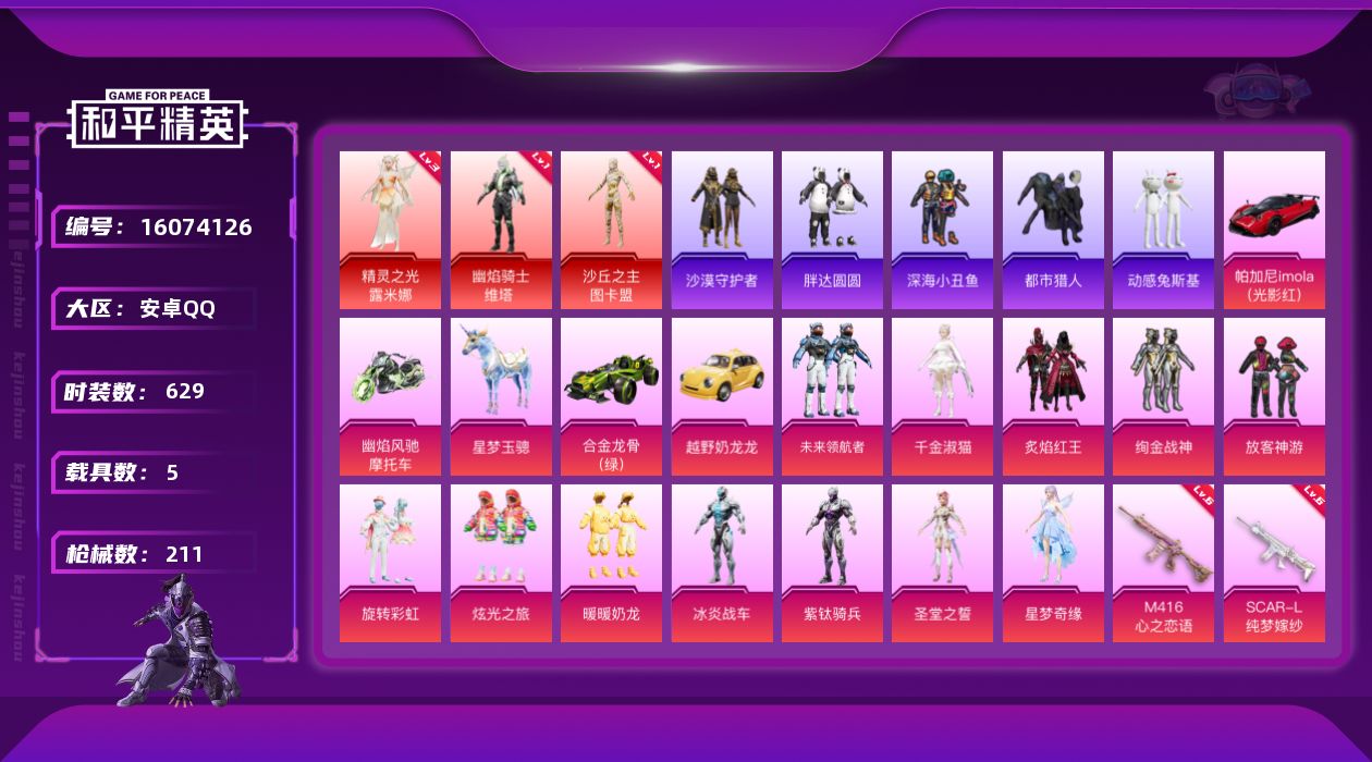 和平精英账号安卓QQ5载具-173套装-211枪皮-图卡盟 露米娜 维塔 都市猎人 黑丝 红熊小番茄 AUG-星梦奇缘3