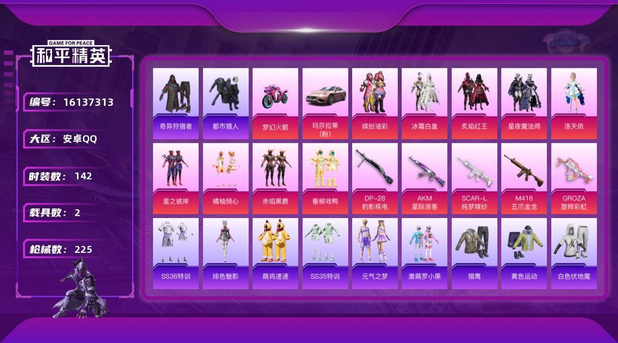和平精英账号安卓QQ7.1w热力值,萌熊背包/萌兔起飞僚机/都市猎人/满级M416五爪金龙/浪漫天命/奇异狩猎者/金耀舞