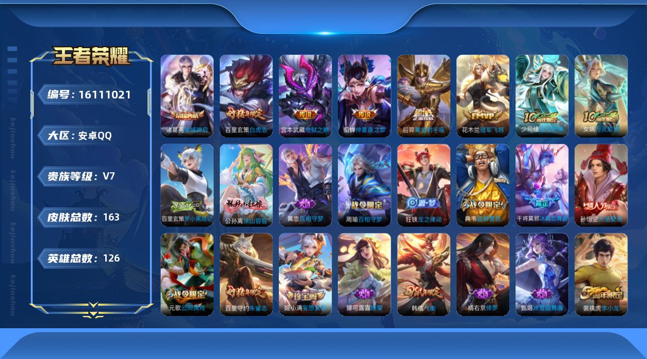 WZQM491987王者荣耀账号详情图13