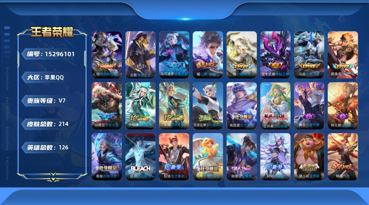 WZQM419155王者荣耀账号详情图13