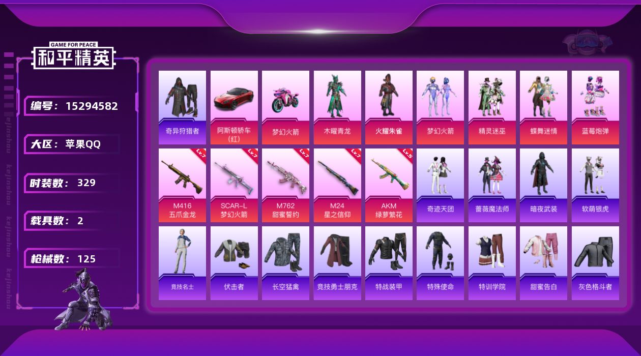 和平精英账号苹果QQ[15294582]6粉装 5特效枪 2载具 10印记 可二次 可修改实名 
【热门装扮】奇异狩猎者