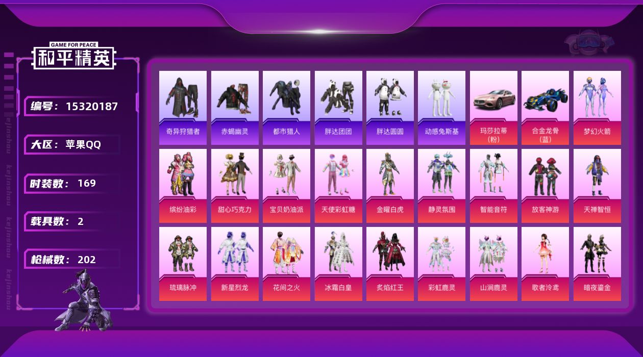 和平精英账号苹果QQ[15320187]"DF190 可二次 苹果Q-4稀有5载具25粉装16特效枪23热门169套装201枪皮 71689热力值 5印记 历史超级王牌9星 SCAR-L-天蓬元帅 (6级) UMP-45