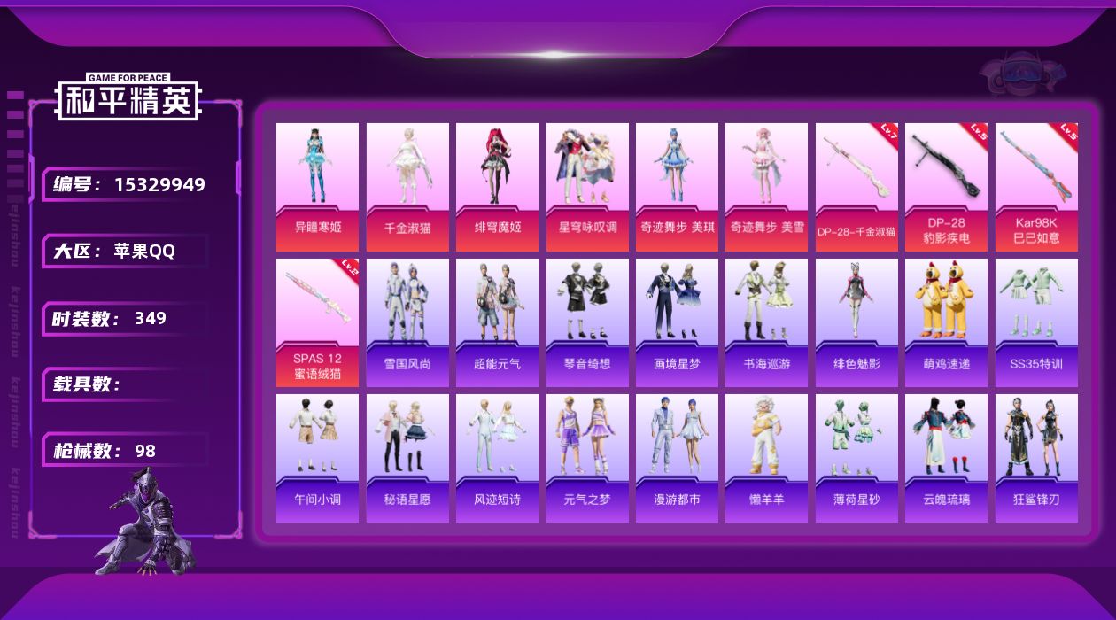 和平精英账号苹果QQ[15329949]6粉装 4特效枪 3印记 可二次 可修改实名 
【热门装扮】奇迹舞步-美雪,奇迹