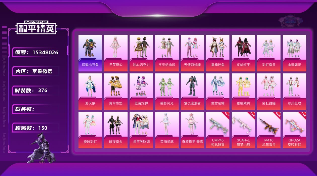 和平精英账号苹果微信[15348026]22粉装 12特效枪 10印记 可二次 可修改实名 
【热门装扮】:奇迹舞步-美