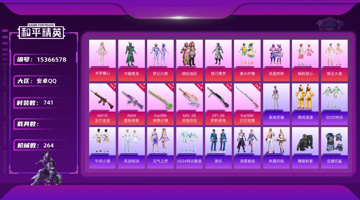 和平精英账号安卓QQ[15366578]9粉装 6特效枪 8印记 可二次 可修改实名 
【热门装扮】羊梦糖心,梦幻火箭(