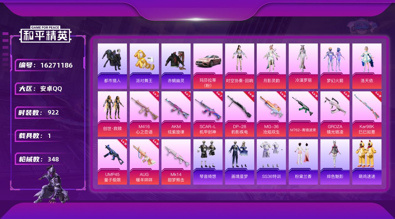 和平精英账号安卓QQ1载具-242套装-348枪皮-30个印记 龙师父外套 巡查衣 赤蝎幽灵 都市猎人 金鞋子 -7稀有
