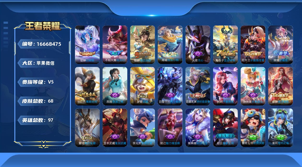 WZQM4160368王者荣耀账号详情图13
