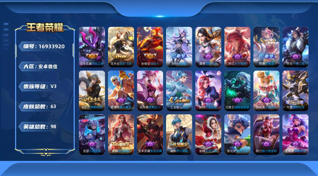 WZQM4171580王者荣耀账号详情图13