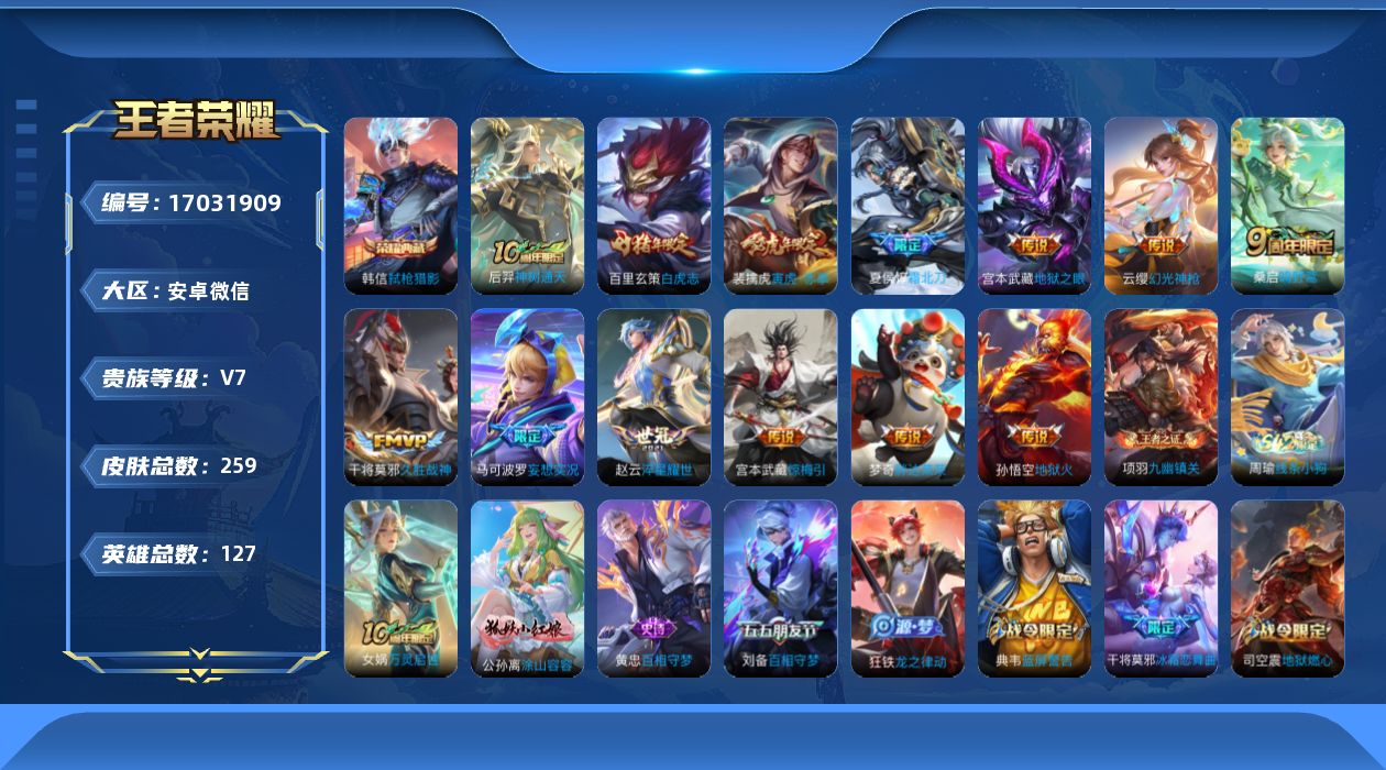 WZQM4174685王者荣耀账号详情图14 WZQM4174685王者荣耀账号详情图14