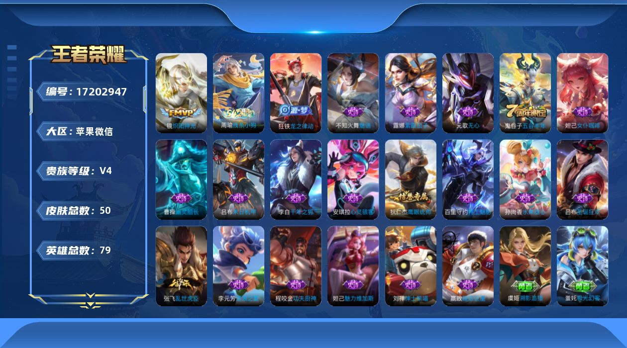 WZQM4193955王者荣耀账号详情图12