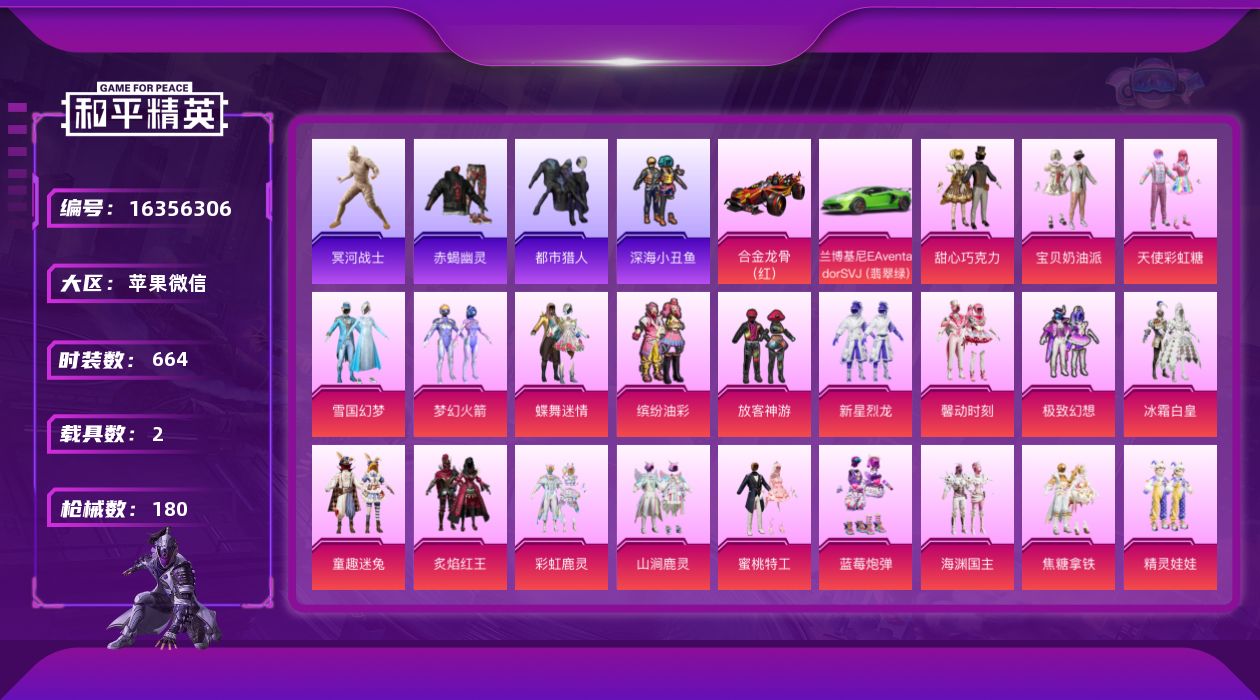 和平精英账号苹果微信[16356306]21粉装 8特效枪 2载具 11印记 可二次 可修改实名 
【热门装扮】冥河战士