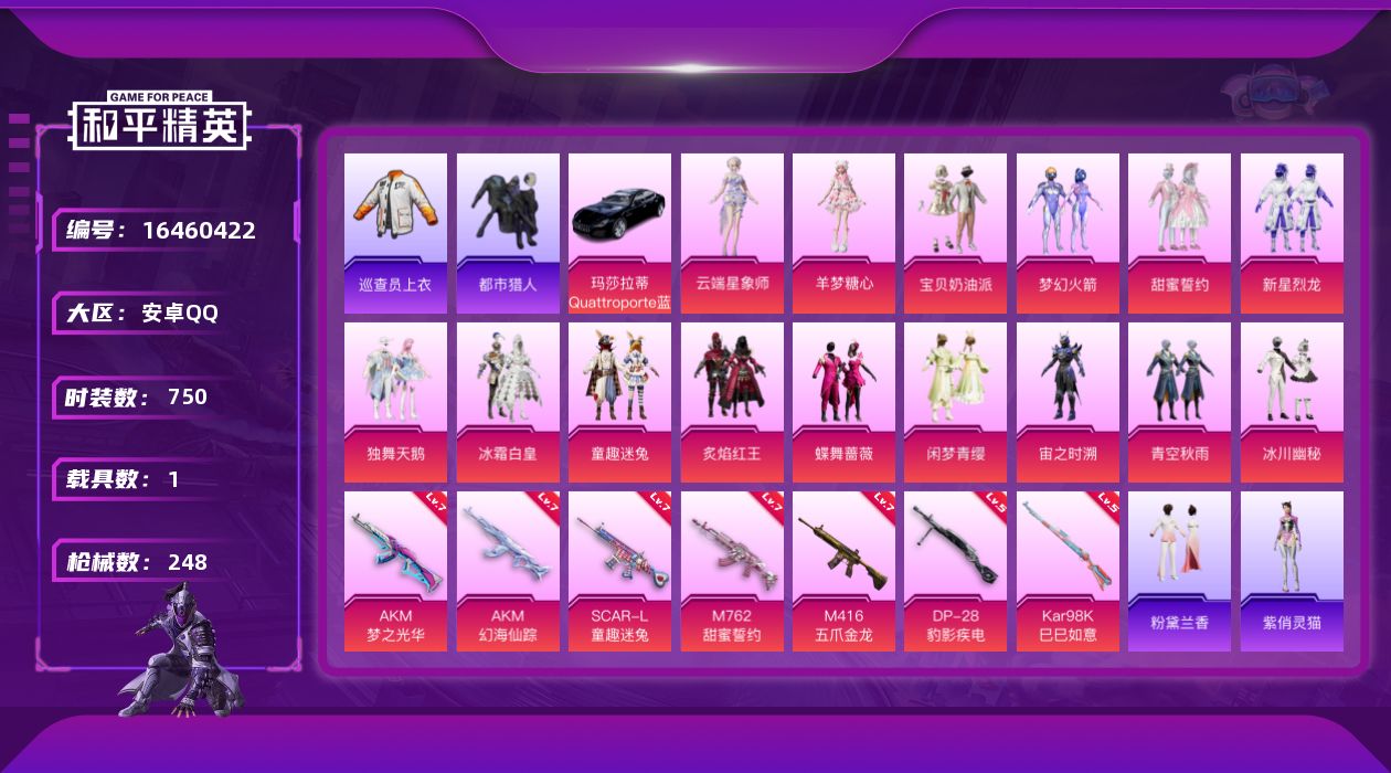 和平精英账号安卓QQ[16460422]14粉装 7特效枪 1载具 17印记 可二次 可修改实名 
【热门装扮】羊梦糖心