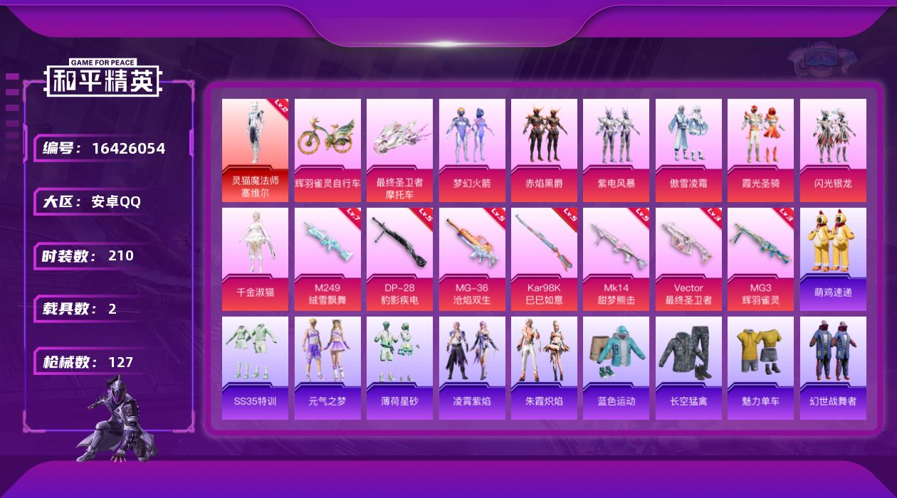 和平精英账号安卓QQ[16426054]1红装 7粉装 7特效枪 2.0载具 可二次 
【二级神装】二级灵猫魔法师-塞维