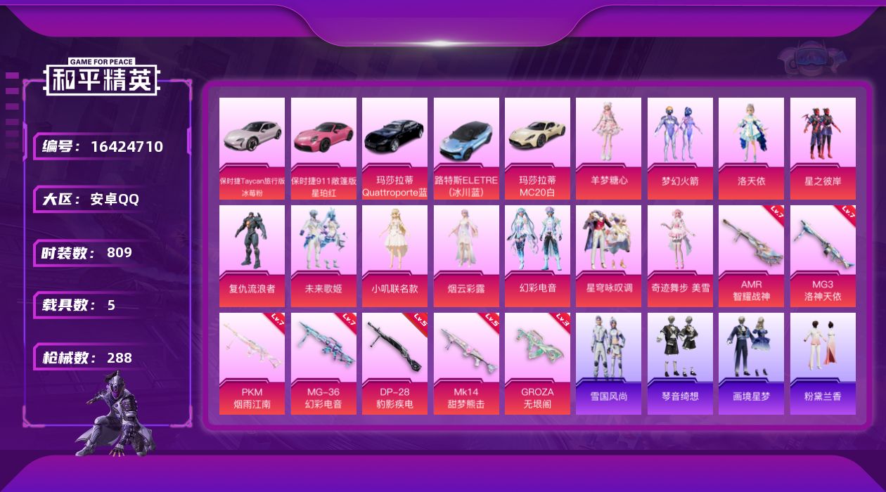 和平精英账号安卓QQ[16424710]11粉装 7特效枪 5载具 16印记 可二次 可修改实名 
【热门装扮】奇迹舞步