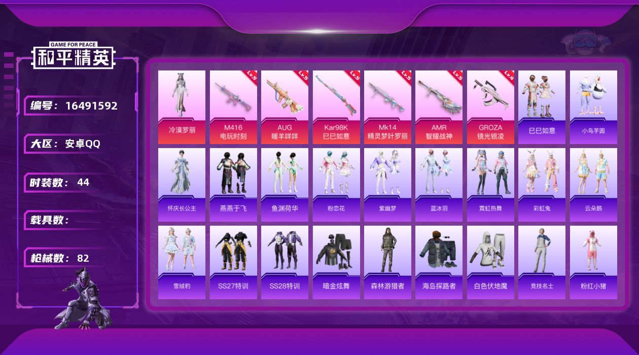 和平精英账号安卓QQW5683   可立即换绑无需挂单养号    安卓 手Q-1粉装-6特效枪-0载具-23910热力值