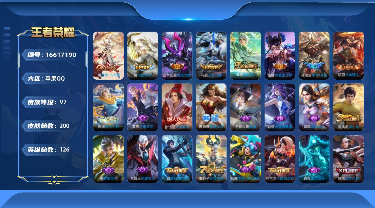 WZQM4140470王者荣耀账号详情图13