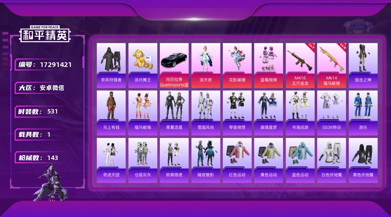 和平精英账号安卓微信[17291421]3粉装 2特效枪 1载具 3印记 可二次 可修改实名 
【热门装扮】奇异狩猎者,