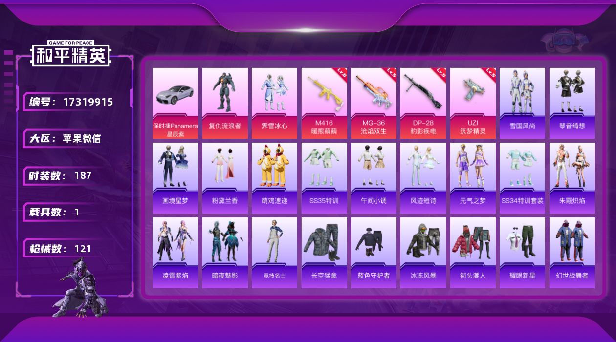 和平精英账号苹果微信[17319915]2粉装 4特效枪 1载具 7印记 可二次 可修改实名 
【热门装扮】复仇流浪者,